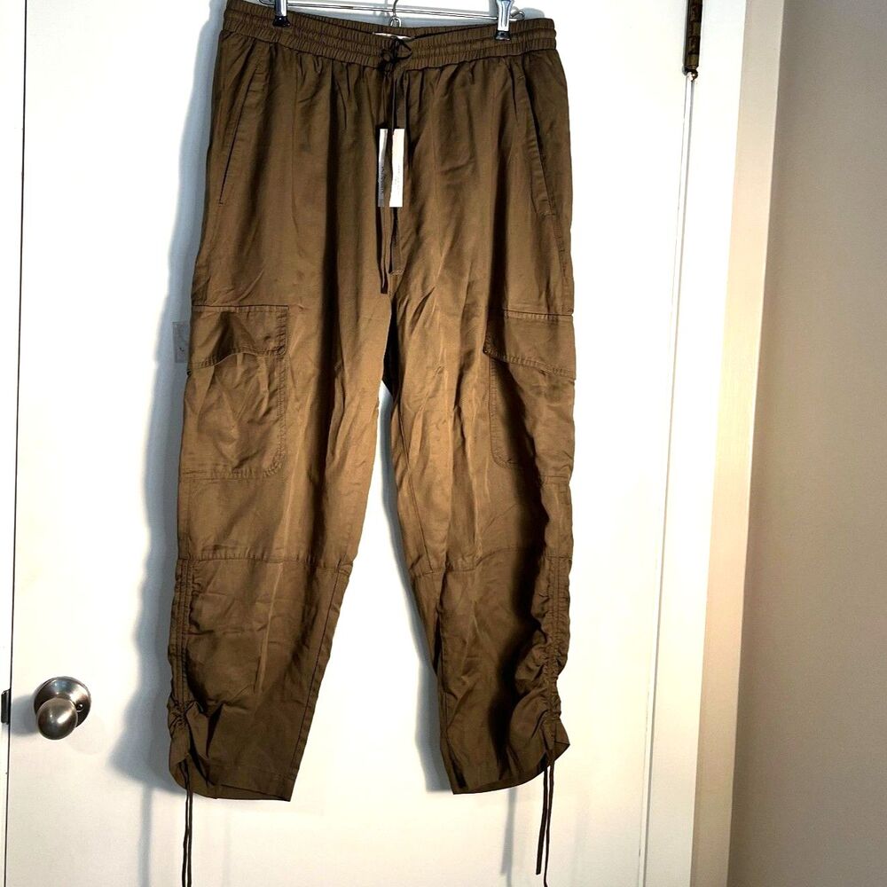 Martha Stewart Relaxed Fit Tencel Ruched Hem Women's Ankle Pants SZ L NEW